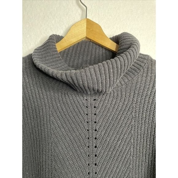 Philomena Petti Women sz Large Black ribbed knit Turtleneck Sweater Chunky - Picture 7 of 12